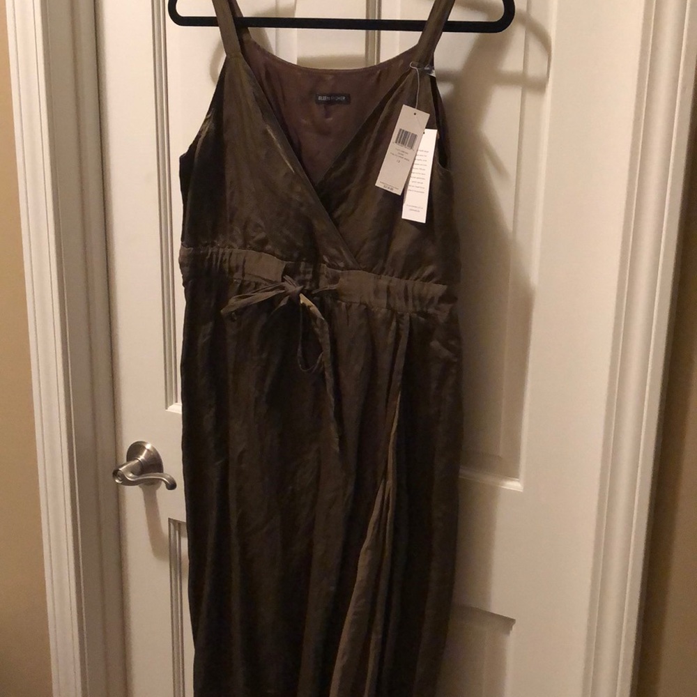 Eileen Fisher • Olive Wrap Dress - Picture 3 of 11